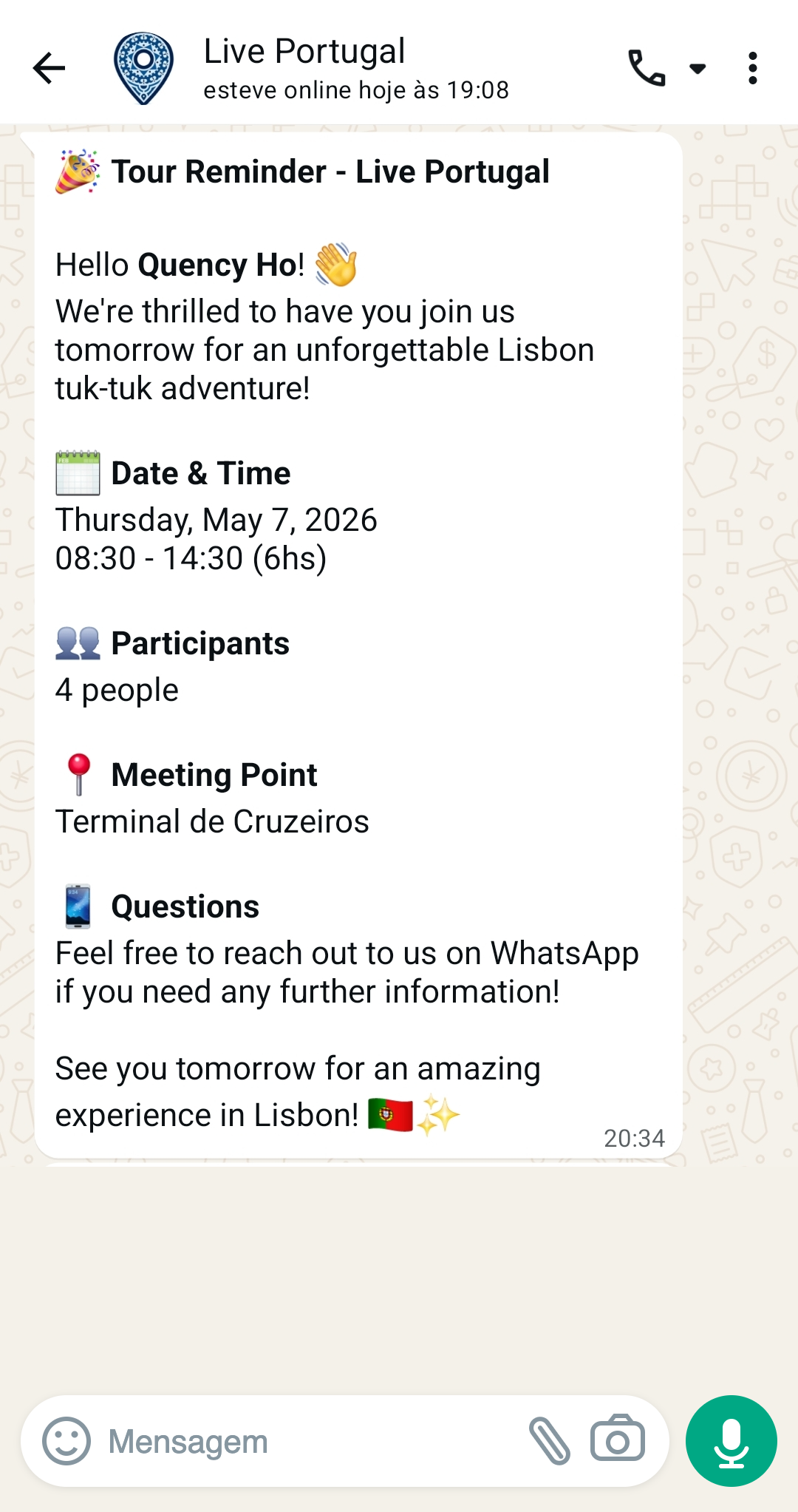 OrkestraTour — WhatsApp agent